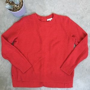 Red Madewell knit Sweater buttons down the back